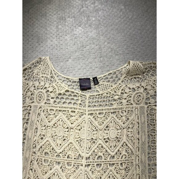 Rafaella Womens Sleeveless Top Size L Off White Crochet Cover Western Cottage - Picture 8 of 12